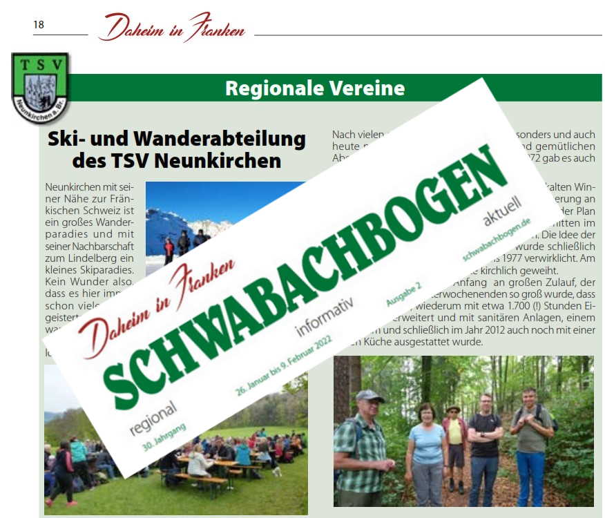 Read more about the article Artikel der Ski- und Wanderabteilung im Schwabachbogen